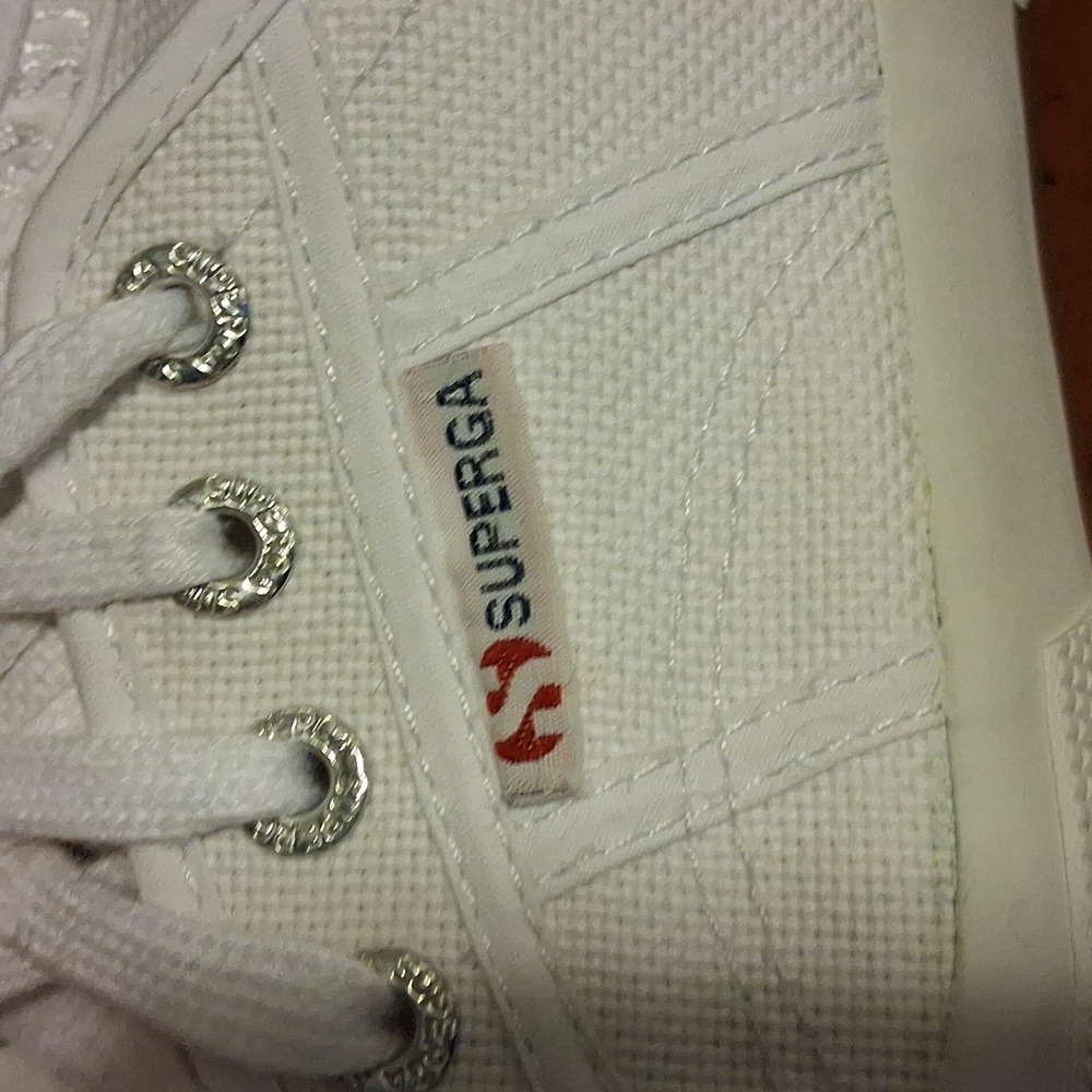 Superga Classic White Canvas Lace Up Sneakers Womens Sz 37/US 6.5M - Picture 7 of 11